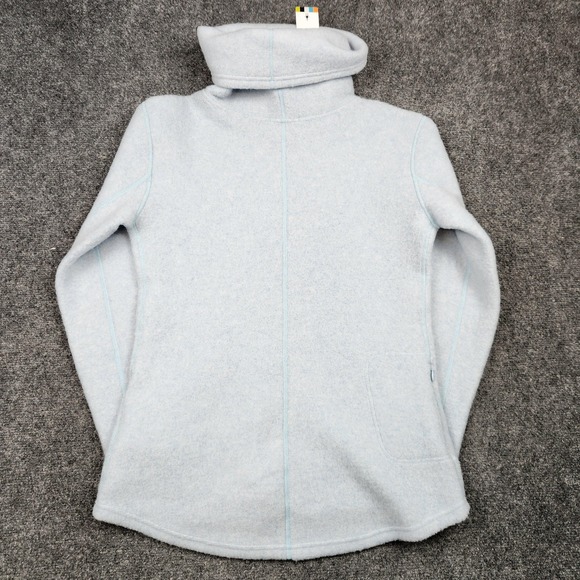 Smartwool Hudson Trail Fleece Pullover Womens Small Wool Blue Cowl‎ Funnel Neck - Picture 5 of 9